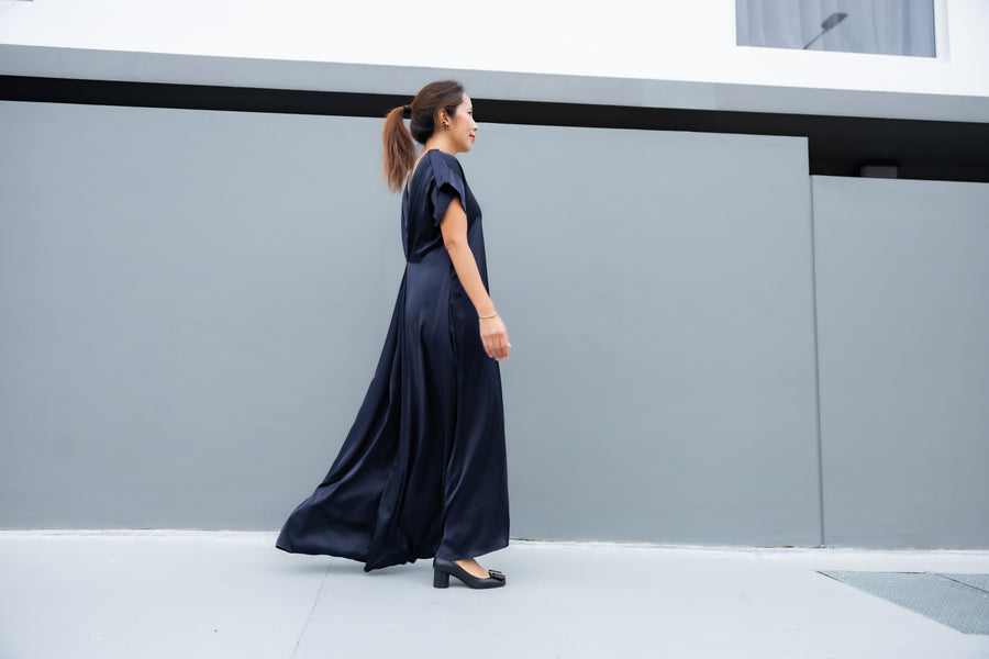Wanderlust Midnight Blue & Burnt Orange dress