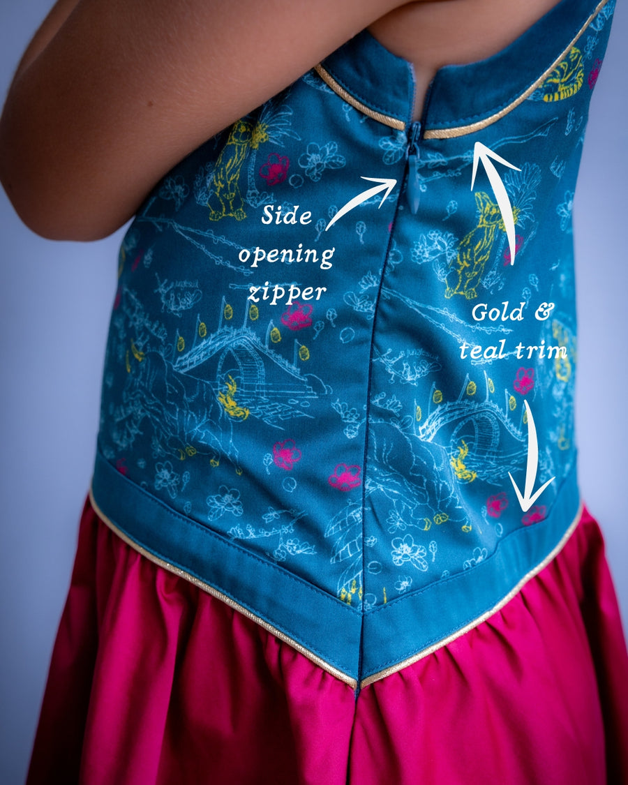 Wild Zodiac teal girl’s dress