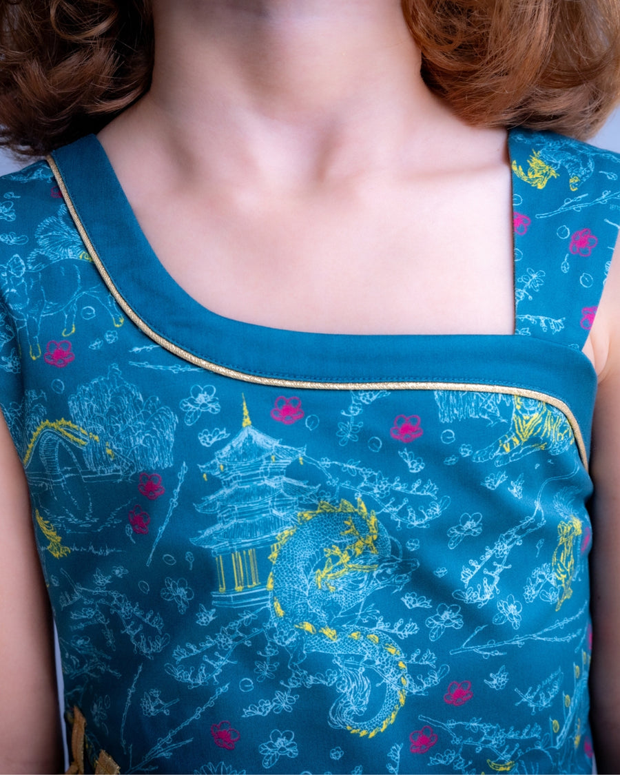 Wild Zodiac teal girl’s dress